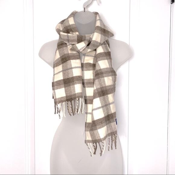 Faribault Plaid Neutrals Fringe Hem Scarf Vanilla Girl Winter - Picture 1 of 6